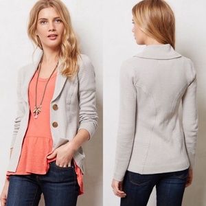 Anthro Rosie Niero Grey/Wht Chevron Cardigan Sz L